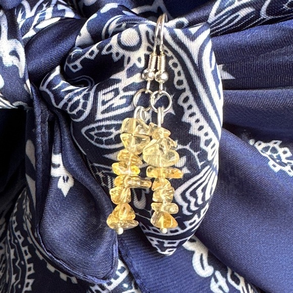 Raw citrine dangle Victorian sterling silver stamped earrings/prosperity… - Picture 7 of 7